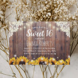 Convite Sweet 16 Rustic Sunflower & String Lights<br><div class="desc">Girassóis Russos e Luzes De Cordas Doce 16 Convites.</div>