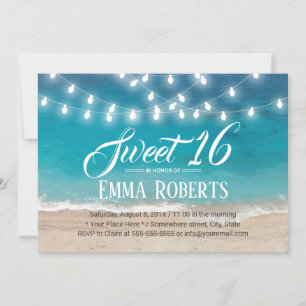 Convite Sweet 16 Summer Beach e String Lights