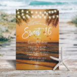 Convite Sweet 16 Tropical Sunset Palm Beach<br><div class="desc">Doce 16 Palm Tropical Sunset Beach. Convites de aniversário.</div>