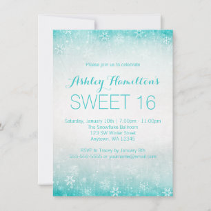 Convite Sweet 16 Vintage Teal Winter Wonderland