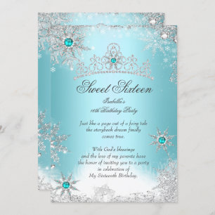 Convite Sweet 16 Winter Wonderland Silver Blue