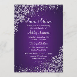 Convite Sweet 16 Winter Wonderland Sparkle Snowflakes