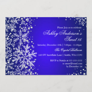 Convite Sweet 16 Winter Wonderland Sparkle Snowflakes