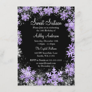 Convite Sweet 16 Winter Wonderland Sparkle Snowflakes