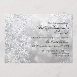 Convite Sweet 16 Winter Wonderland Sparkle Snowflakes