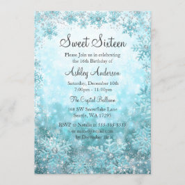 Convite Sweet 16 Winter Wonderland Sparkle Snowflakes