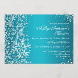 Convite Sweet 16 Winter Wonderland Sparkle Snowflakes