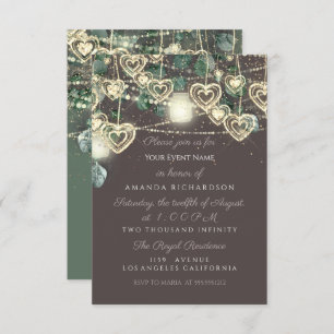 Convite Sweet 16th Green BRIDAL Rustic Woodland Mint Brown