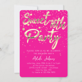 Convite Sweet 16th Instant Download Dourado Confetti Rosa