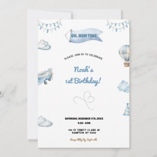 Convite Sweet and cute airplane birthday party invitation