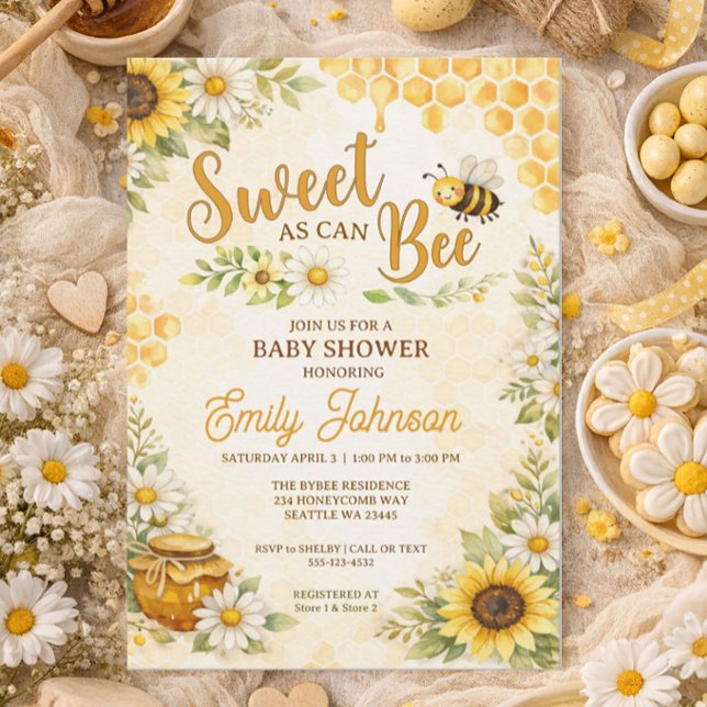 Convite Sweet as can Bee Baby Shower (Criador carregado)