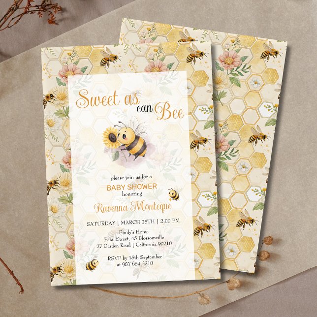 Convite Sweet as can Bee Honeycomb Bee Custom Baby Shower (Criador carregado)