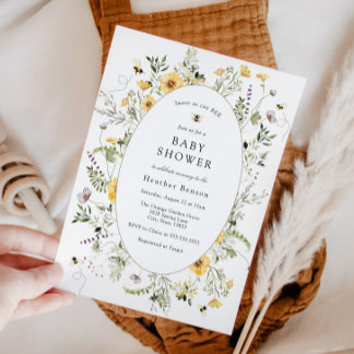 Convite Sweet as Can Bee Yellow Flowers Baby Shower