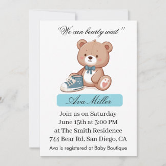 Convite Sweet Baby Shower Invitation | Cute Bear Theme