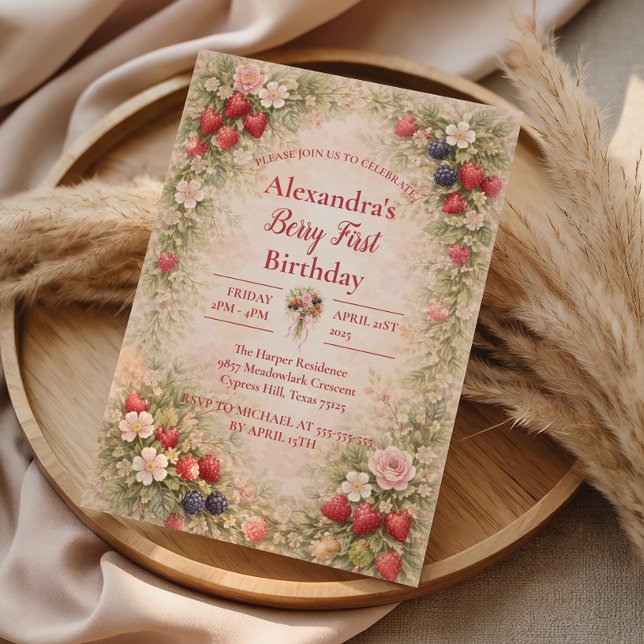 Convite Sweet Berry Garden 1st Birthday (Criador carregado)
