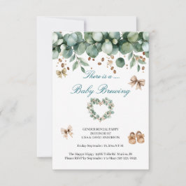 Convite Sweet Boho Baby Reveal – Neutral Sage and Brown