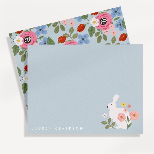 Convite Sweet Bunny Floral Easter Note Card (Criador carregado)