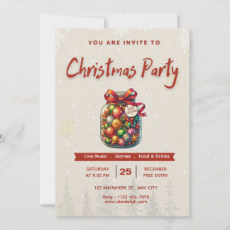 Convite 🍬🎄Sweet Candy Christmas Editable 5x7” Invitation