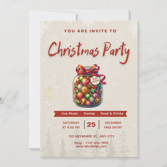 Convite 🍬🎄Sweet Candy Christmas Editable 5x7” Invitation (Frente)
