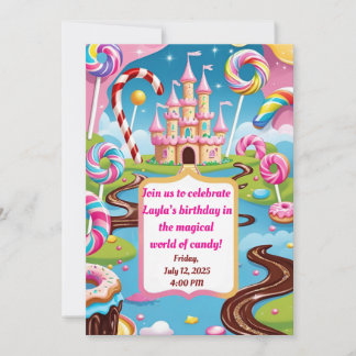 Convite Sweet Candyland Birthday Party Invitation for Kids