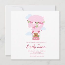 Convite Sweet Capybara Baby Shower Invitation Baby Girl