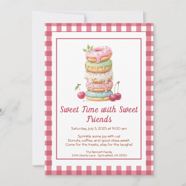 Convite Sweet Celebration Invite – Colorful Donuts Party  (Frente)