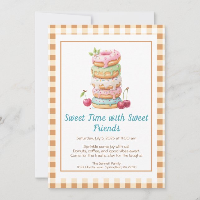 Convite Sweet Celebration Invite – Colorful Donuts Party  (Frente)