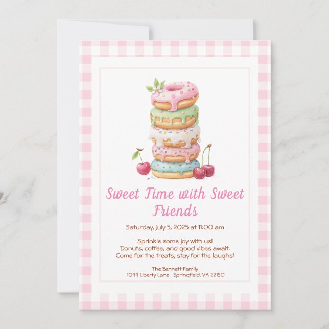 Convite Sweet Celebration Invite – Colorful Donuts Party  (Frente)