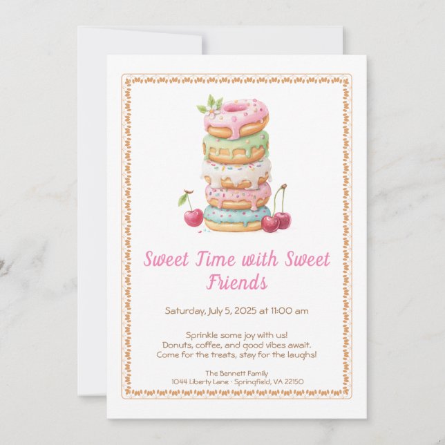 Convite Sweet Celebration Invite – Colorful Donuts Party  (Frente)