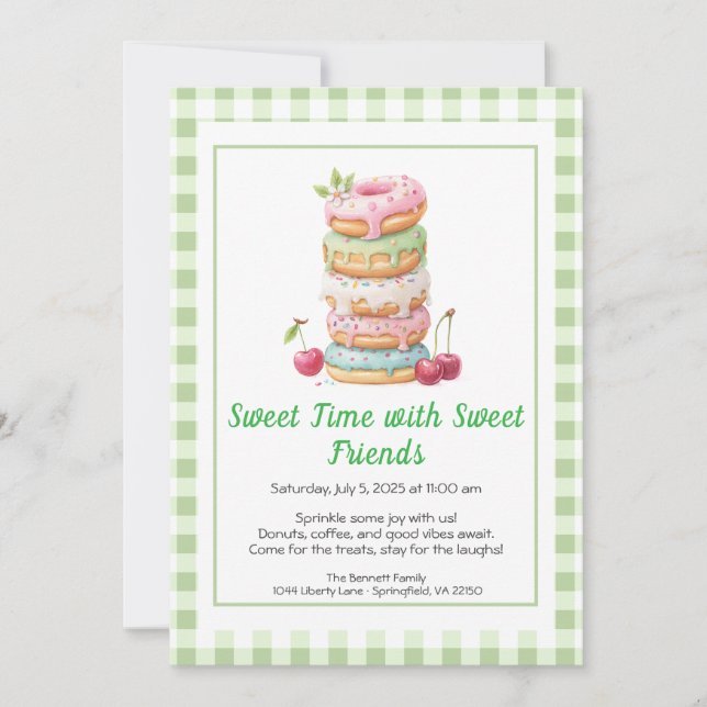 Convite Sweet Celebration Invite – Colorful Donuts Party  (Frente)
