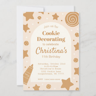 Convite Sweet Cookie Decorating Birthday Invitation