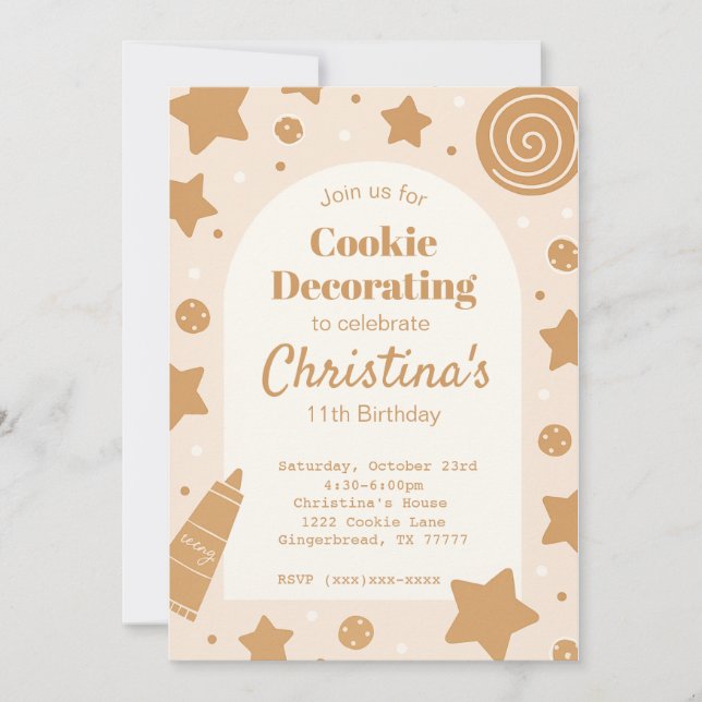 Convite Sweet Cookie Decorating Birthday Invitation (Frente)