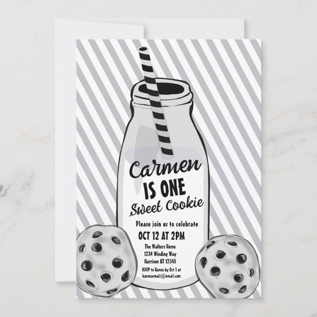 Convite Sweet Cookie Mouse First Birthday (Frente)