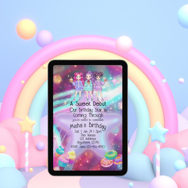 Convite Sweet Debut Birthday KPOP Star (Criador carregado)