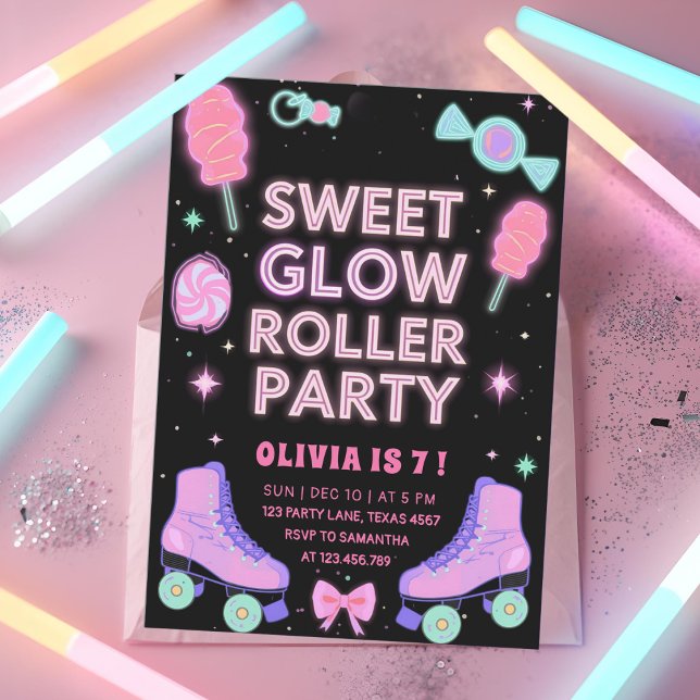 Convite Sweet Glow Roller Party | Neon Candy Skating (Criador carregado)