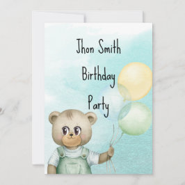 Convite Sweet green baby bear baby