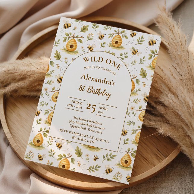 Convite Sweet Honey Bee Wild One Birthday (Criador carregado)