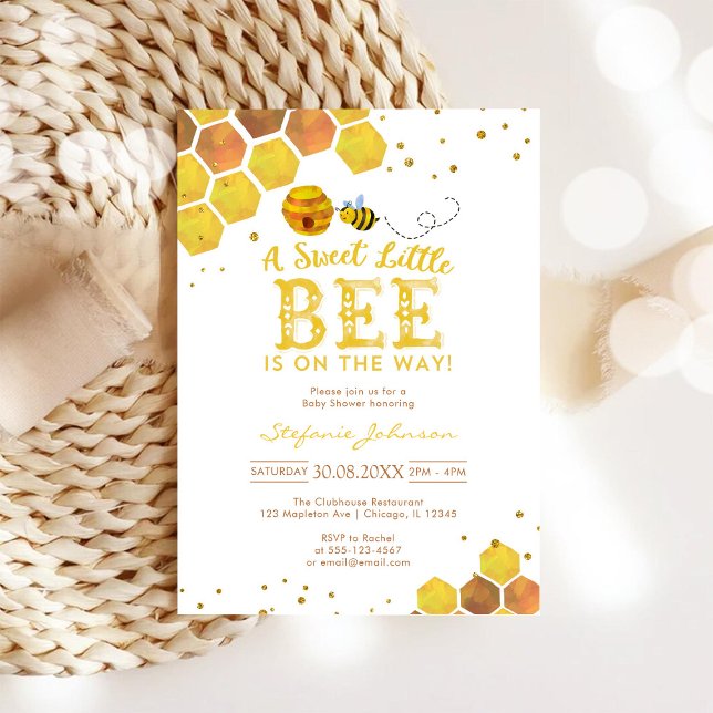 Convite Sweet Little Bee Honey Bee Baby Shower Invitation (Criador carregado)