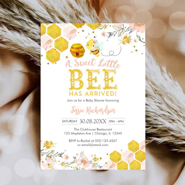 Convite Sweet Little Bee Honey Bee Baby Shower Invitation (Criador carregado)