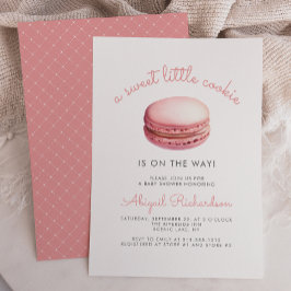 Convite Sweet Little Cookie Macaron Pink Girl Baby Shower
