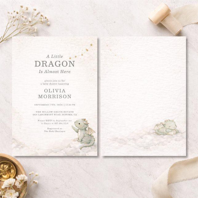 Convite Sweet Little Dragon Baby Shower Invitation (Criador carregado)