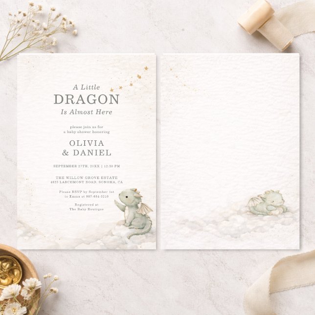 Convite Sweet Little Dragon Couples Baby Shower Invitation (Criador carregado)