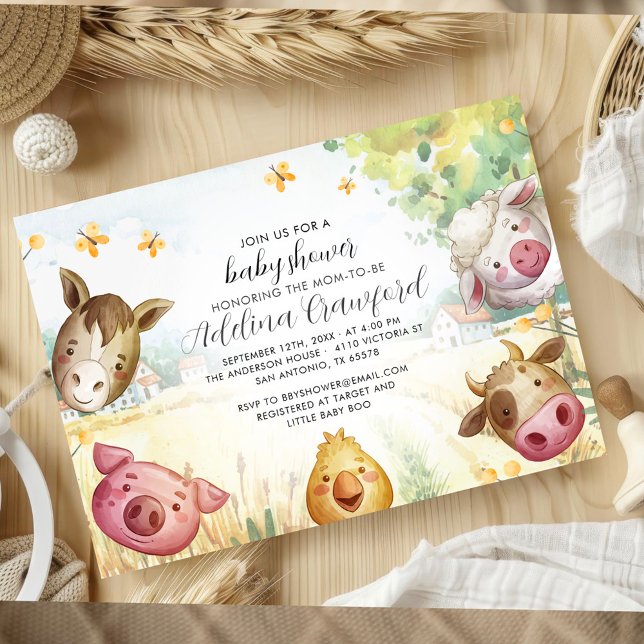 Convite Sweet Little Farm Baby Shower Invitation (Criador carregado)