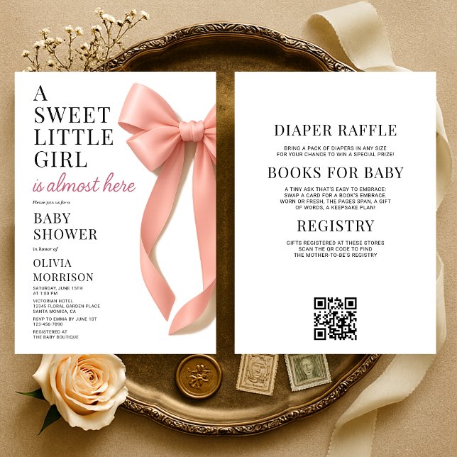 Convite Sweet Little Girl Bow All in One Baby Shower (Criador carregado)