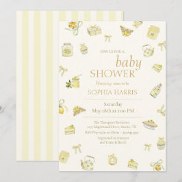 Convite Sweet Little Lemon Watercolor Baby Shower