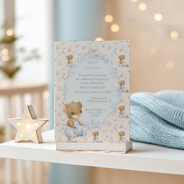 Convite Sweet Little Mouse Baby Shower Invitation (Criador carregado)