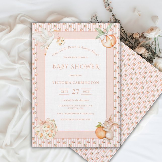 Convite Sweet Little Peach Baby Shower (Criador carregado)