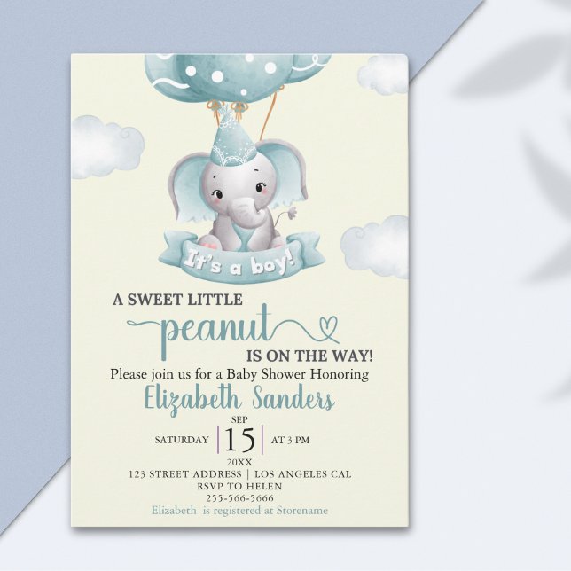 Convite Sweet Little Peanut is on the way Baby shower (Criador carregado)