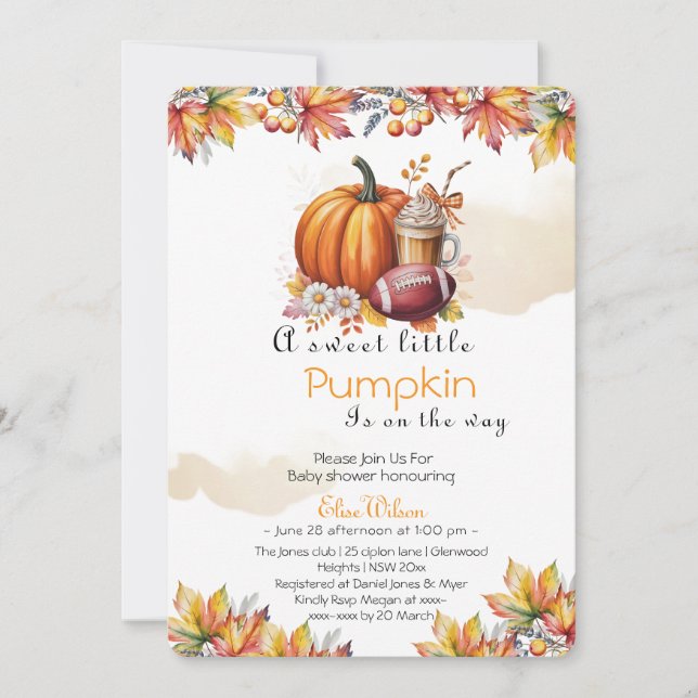 Convite Sweet Little pumpkin latte is on the way  (Frente)