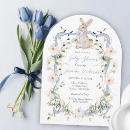 Convite Sweet Meadow Bunny Wildflower Ribbon Baby Shower